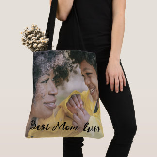 Tote Bag Best Mom Ever Personalized Kids Names Two Photos 