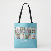 Tote Bag Best Mom Photo Collage Aqua Blue (Devant)