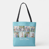 Tote Bag Best Mom Photo Collage Aqua Blue (Dos)