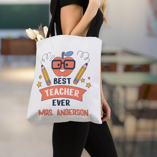 Tote Bag Best teacher ever, Customized Cotton Canvas Tote 