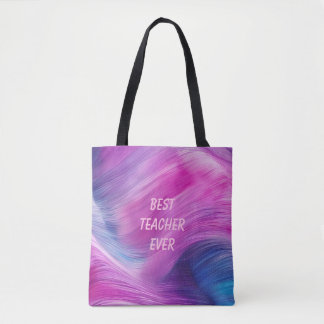 Tote Bag Best Teacher Ever Pastel Swirl