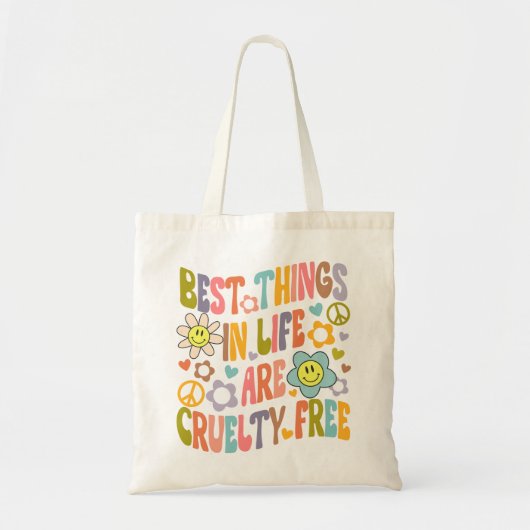 Tote Bag Best Things in Life, Fleurs tendance Retro Vegan (Devant)