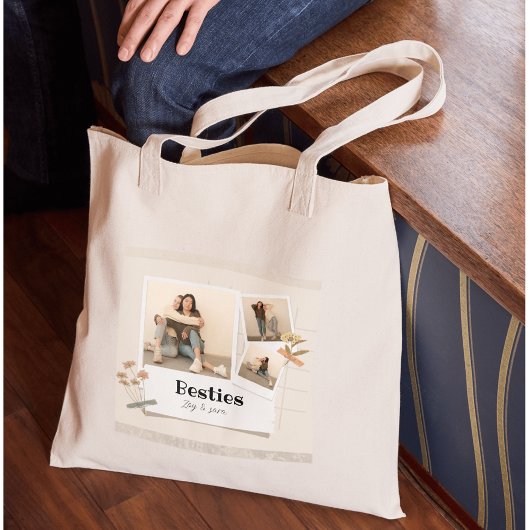 Tote Bag BESTIES, Collage de photos et noms | BFF