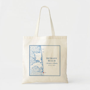 Tote Bag Bethany Beach Delaware Carte Marine Mariage bleu