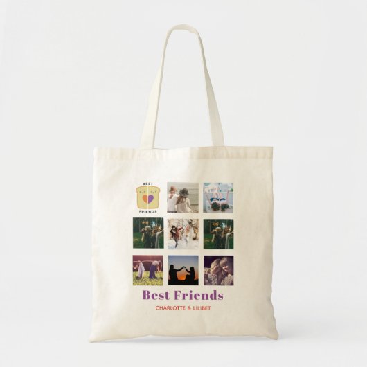 Tote Bag BFF Photo Collage Cadeau Peanutbeurre Jelly Sandwi (Devant)