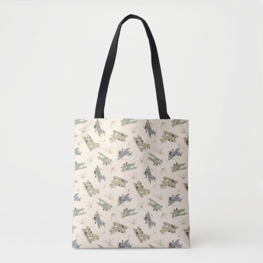 Tote Bag Bi-plans Art déco rugissant - motif vert bleu. (Devant)