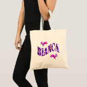 Tote Bag Bianca, Nom De Filles Fabriqué Avec Des Pansies, (Devant (produit))