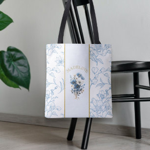 Tote Bag Bible Florale Blanche Moderne Verse Nom personnali