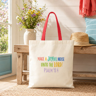 Tote Bag Bible Verse Coloré Fais un Bruit Joyeux