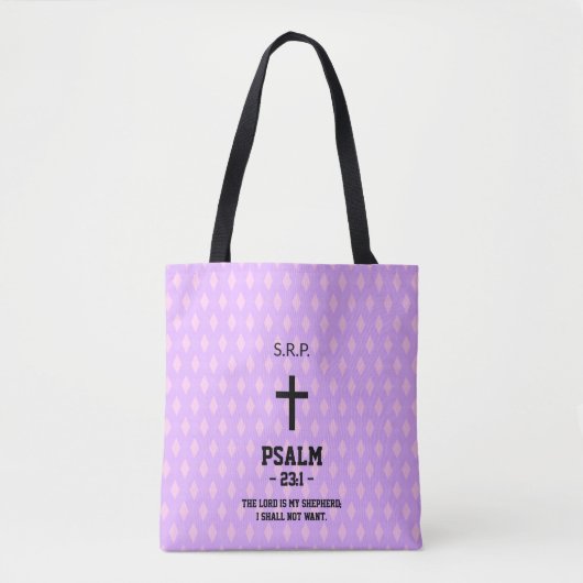 Tote Bag Bible Verset Chrétien Motif Diamants Mauve (Devant)