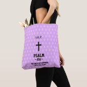 Tote Bag Bible Verset Chrétien Motif Diamants Mauve (De près)