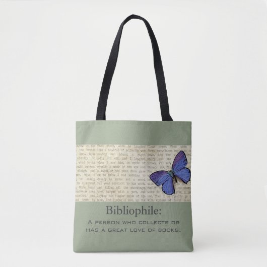 Tote Bag Bibliophile-Papillon-Sophistiqué-Sac à (Devant)