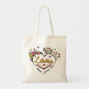 Tote Bag Bibliothécaire compatissante - Floral Heart Design