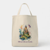 Tote Bag Bibliothèque de château personnalisée pour enfants (Dos)