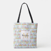 Tote Bag Bibliothèque de chats personnalisée couleur vert m (Dos)