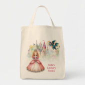 Tote Bag Bibliothèque de dragon de princesse de conte de fé (Devant)