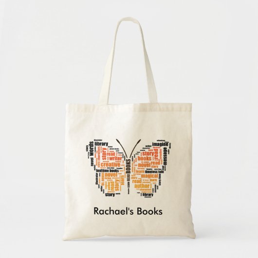 Tote Bag Bibliothèque orange d'art de mot de papillon (Devant)