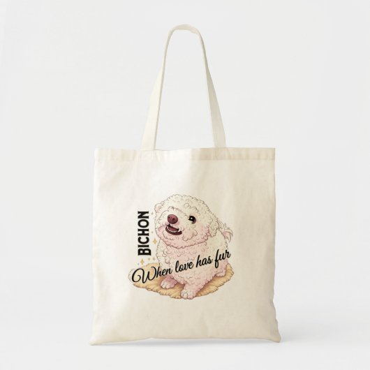Tote Bag Bichon à fourrure d'amour (Devant)