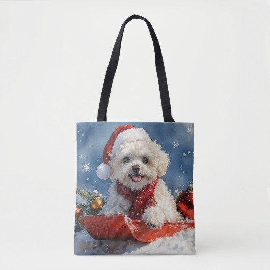 Tote Bag Bichon Frise Chien dans la boue Laisser passer la (Devant)
