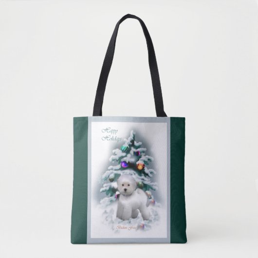 Tote Bag Bichon Frise Christmas (Devant)