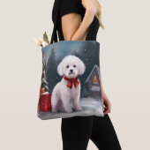 Tote Bag Bichon Frise Dog à Noël de neige (De près)