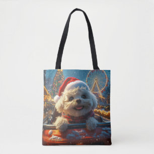 Tote Bag Bichon Frise Dog Roller Dessous de verre Noël