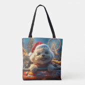 Tote Bag Bichon Frise Dog Roller Dessous de verre Noël (Dos)