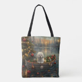 Tote Bag Bichon Frise Noël Festive Voyage (Dos)