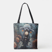Tote Bag Bichon Frise Riding Moto Halloween Scandale (Dos)