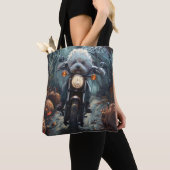 Tote Bag Bichon Frise Riding Moto Halloween Scandale (De près)