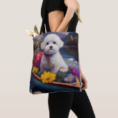 Tote Bag Bichon Frise sur une pagaie : une aventure Pittore (De près)