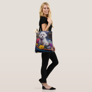 Tote Bag Bichon Frise sur une pagaie : une aventure pittore