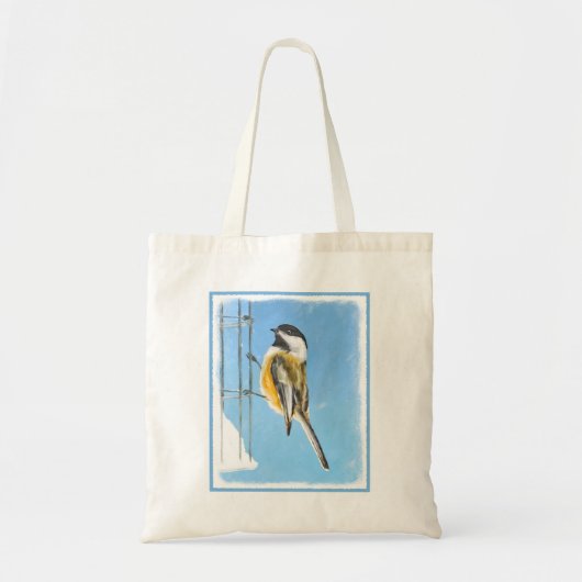 Tote Bag Bickadee sur la peinture d'alimentation - Oiseaux  (Devant)