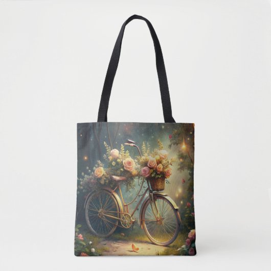 Tote Bag Bicycle and Flowers (Devant)