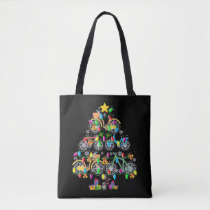 Tote Bag Bicycle Christmas Tree Funny Biker Bicyclist