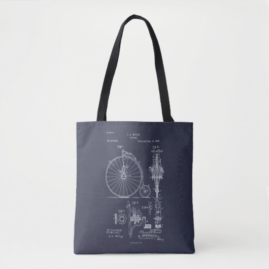 Tote Bag Bicyclette antique 1887 Penny Farthing Brevet (Devant)