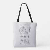Tote Bag Bicyclette antique 1887 Penny Farthing Brevet (Dos)