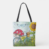 Tote Bag Bicyclette bleu mignon papillon (Dos)