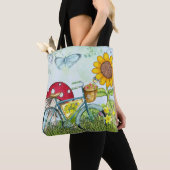 Tote Bag Bicyclette bleu mignon papillon (De près)