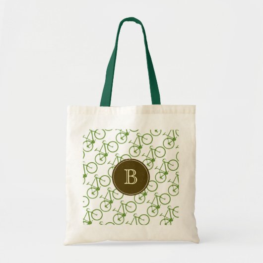 Tote Bag bicyclettes vertes monogrammées (Devant)