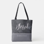 Tote Bag Bienheureux script moderne personnalisé (Dos)