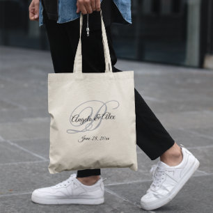 Tote Bag Bienvenue au mariage avec monogramme fantaisie noi