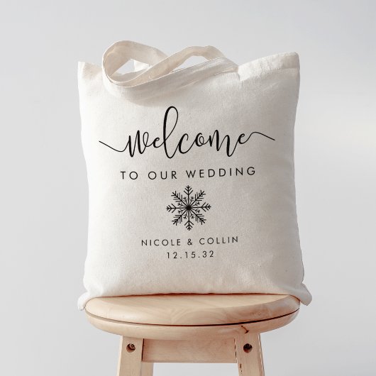 Tote Bag Bienvenue au Mariage de flocon de neige d'hiver