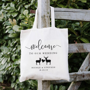 Tote Bag Bienvenue au Mariage des cerfs de Woodland