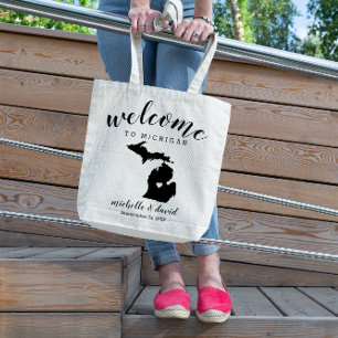 Tote Bag Bienvenue au Michigan   Mariage de silhouette d'ét