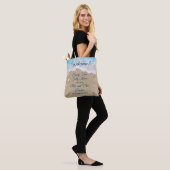 Tote Bag Bienvenue Blue Beach Waves Sandy Toes Design compl (Sur le modèle)