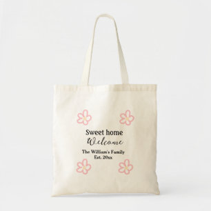 Tote Bag Bienvenue douce maison ajouter nom de famille anné