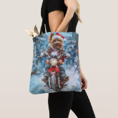 Tote Bag Biewer Terrier Chien équitation Moto Noël (De près)