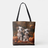 Tote Bag Biewer Terrier Chiot Automne Citrouille délice (Dos)