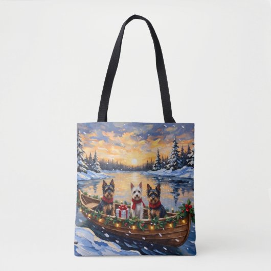 Tote Bag Biewer Terrier Christmas Boat Holiday (Devant)